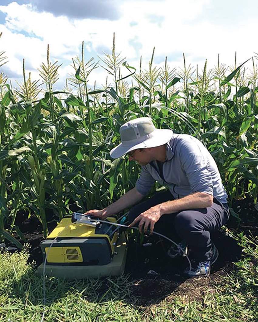 Martens-Habbena measuring soil microbial activities in a sweet corn field during the study.